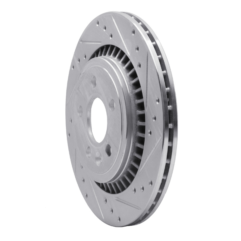 Volvo XC70 Brake Rotor (1) - Rear Right - R1 Concepts - Drilled & Slotted - Silver - `07-`18